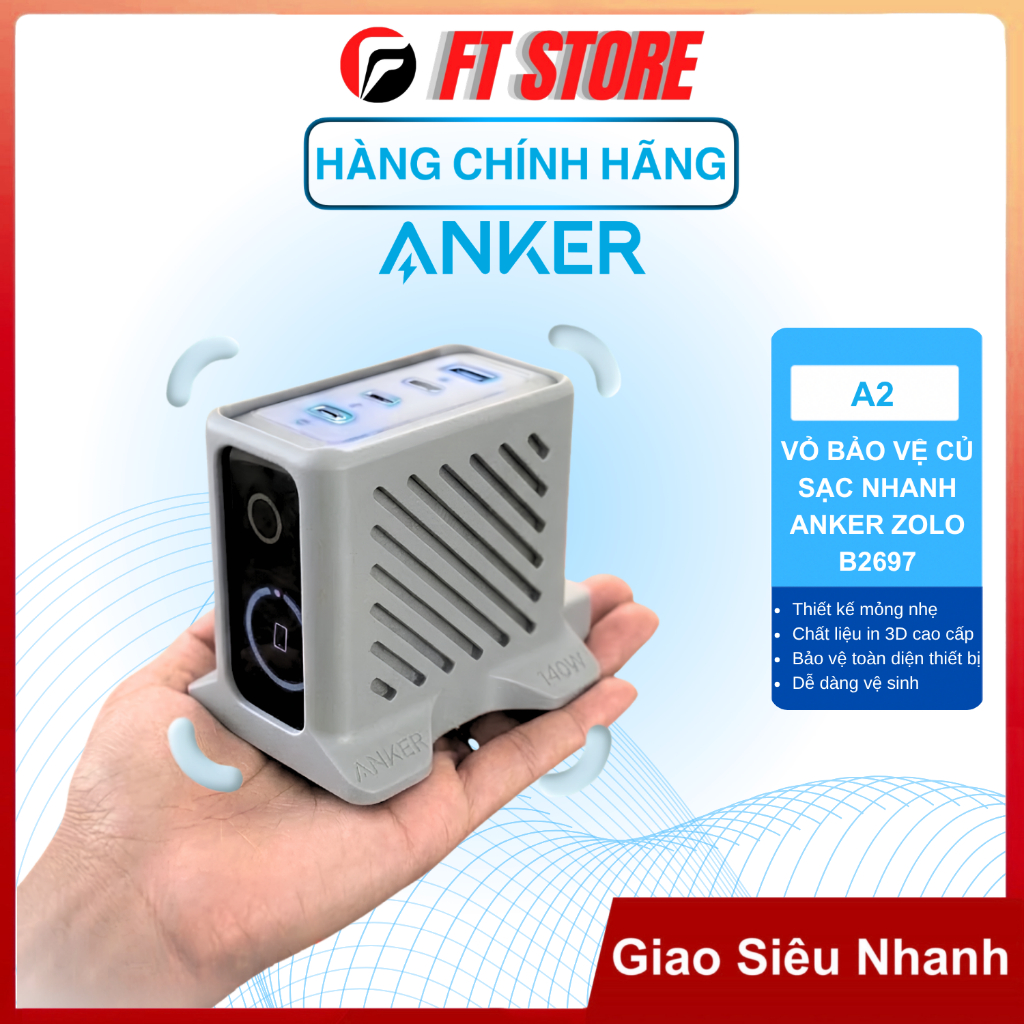 Vỏ Bảo Vệ - Cover Để Bàn Dành Cho Củ Sạc Anker A2697 Bảo Vệ Toàn Diện Cho Thiết Bị, Decor Bàn Làm Vi