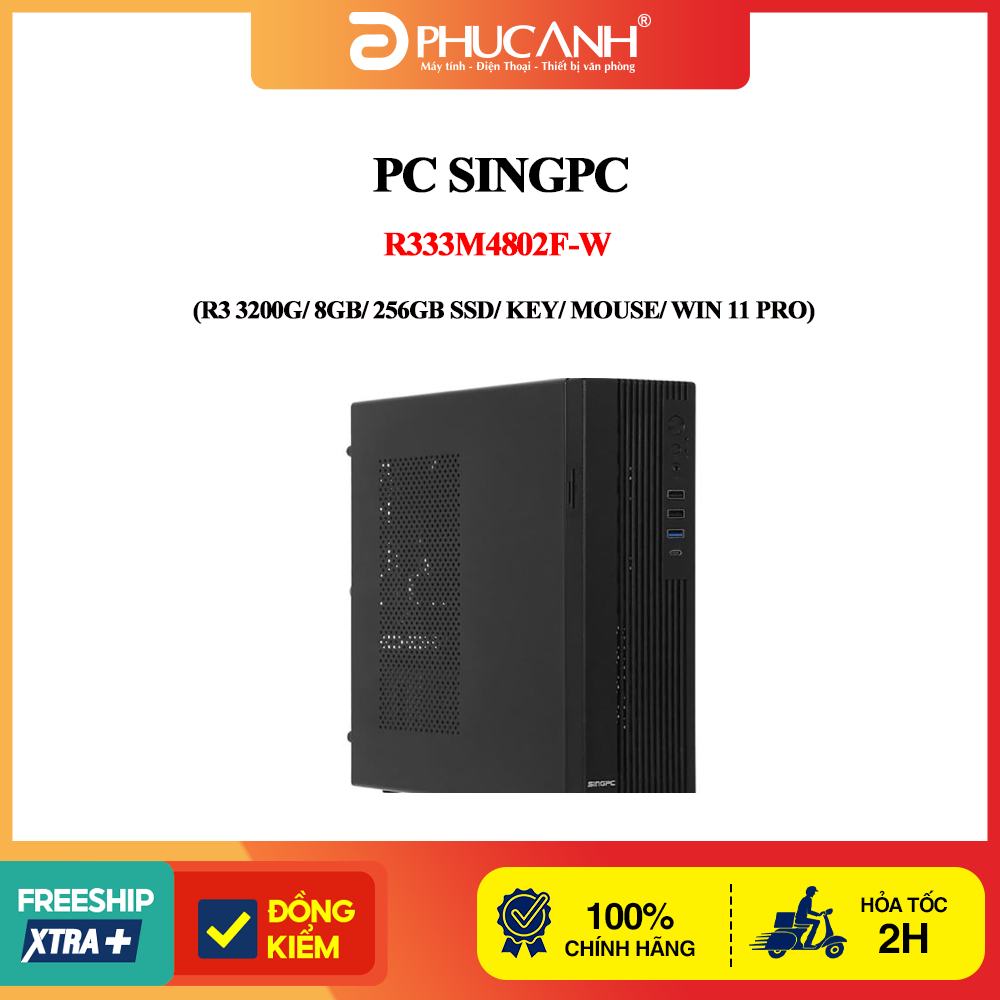 Máy tính để bàn SingPC R333M4802F-W (R3 3200G/ 8GB/ 256Gb SSD/ Key/ Mouse/ Win 11 Pro)