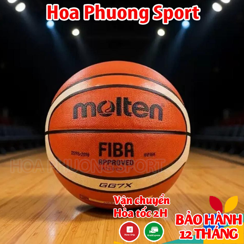 Bóng rổ Molten GG7X size 7 da PU chơi indoor outdoor TẶNG kim bơm