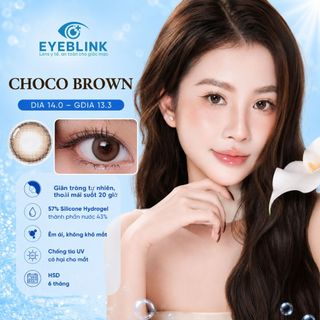 Kính Áp Tròng, Lens Cận Y Tế EyeBlink Màu Nâu CHOCO BROWN Silicone Hydrogel Êm Mắt 6 Tháng