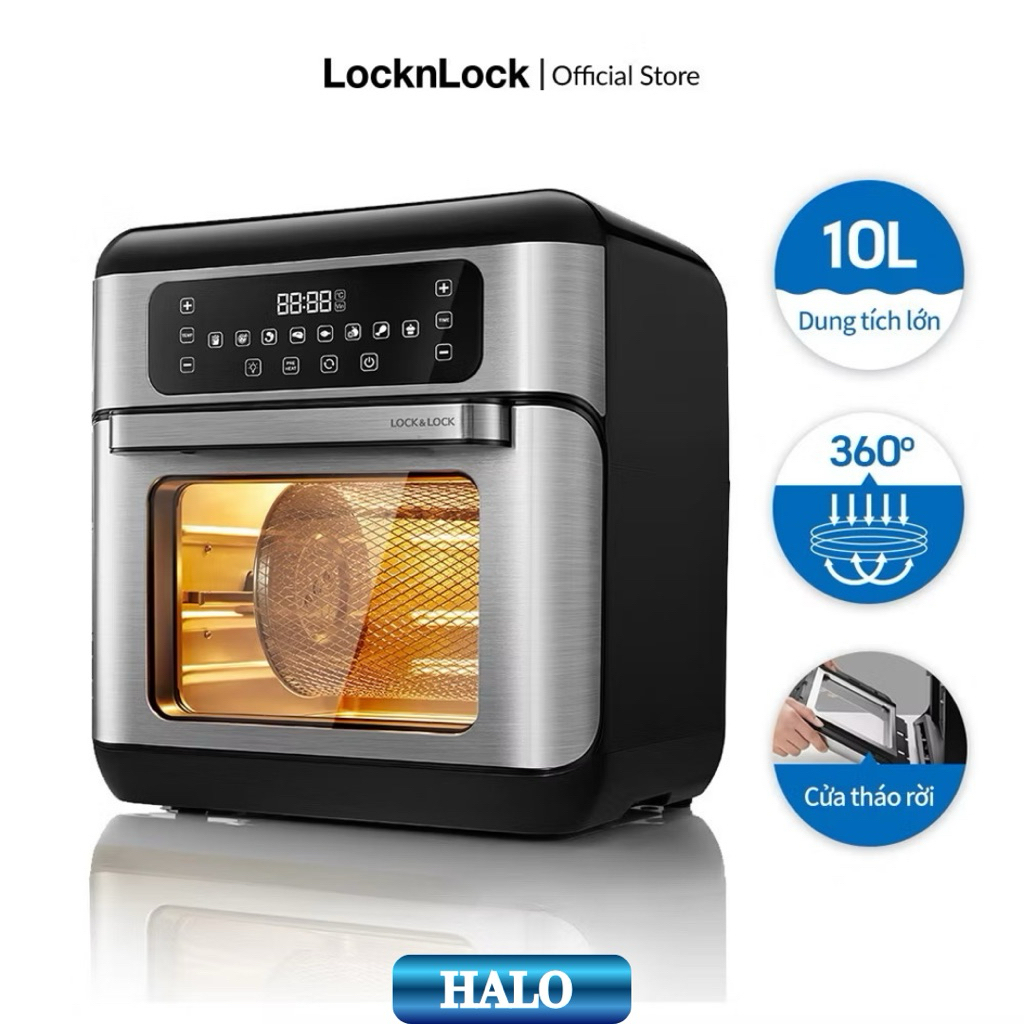Lò Nướng Chân Không Điện Tử LocknLock Digital Air Fryer Oven 10L EJF291BLK - Màu Đen - Halo