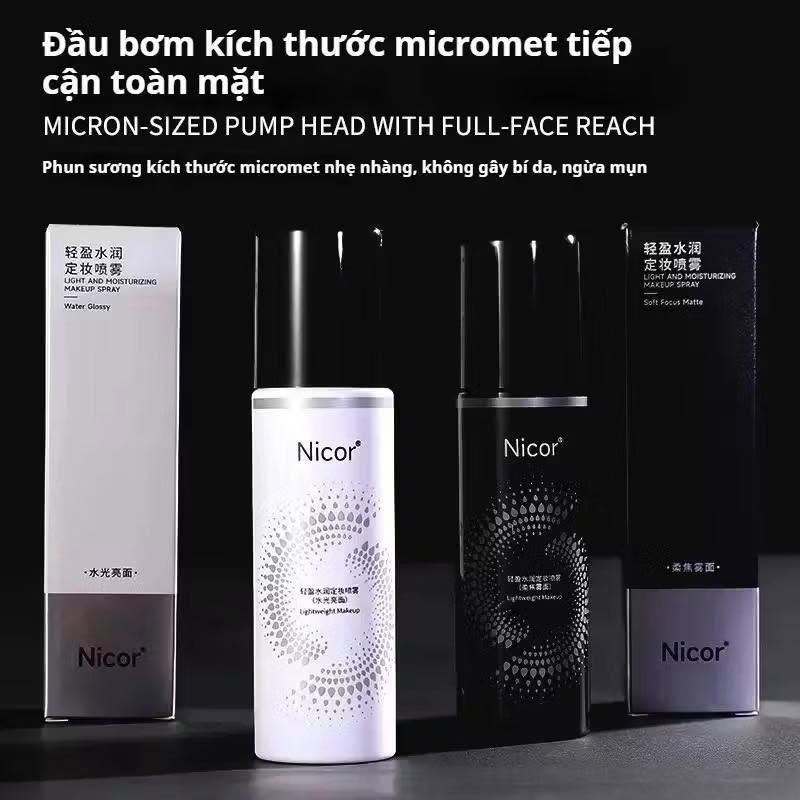 Xịt khoá trang điểm giữ nền lớp makeup NICOR 100ml tạo mảng bóng giữ ẩm da, Xịt khóa makeup cho da d