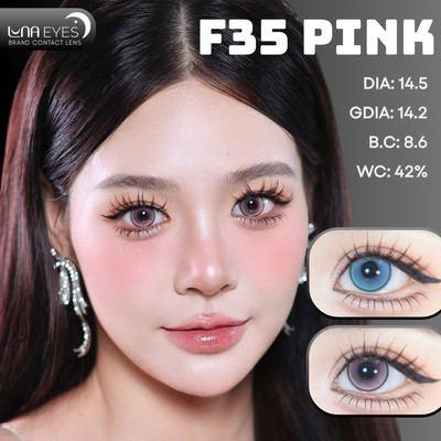 [6 tháng] Lens mắt F35 Pink màu hồng light sáng viền đen nổi bật, size lớn - brand LUNA EYES