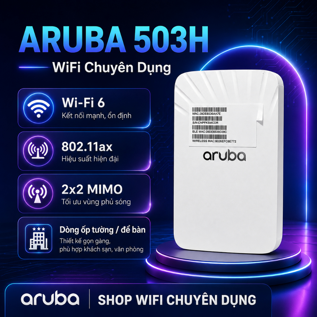 ✅Chuẩn AX - Aruba 503H - Aruba  Ốp Tường  - Bộ Phát WIFI Chuyên Dụng - Roaming - Mesh , Wifi Aruba c