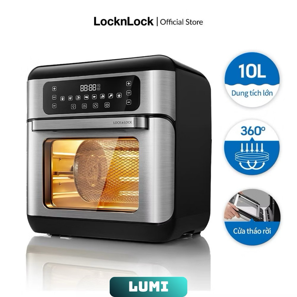 Lò Nướng Chân Không Điện Tử LocknLock Digital Air Fryer Oven 10L EJF291BLK - Màu Đen - Lumi
