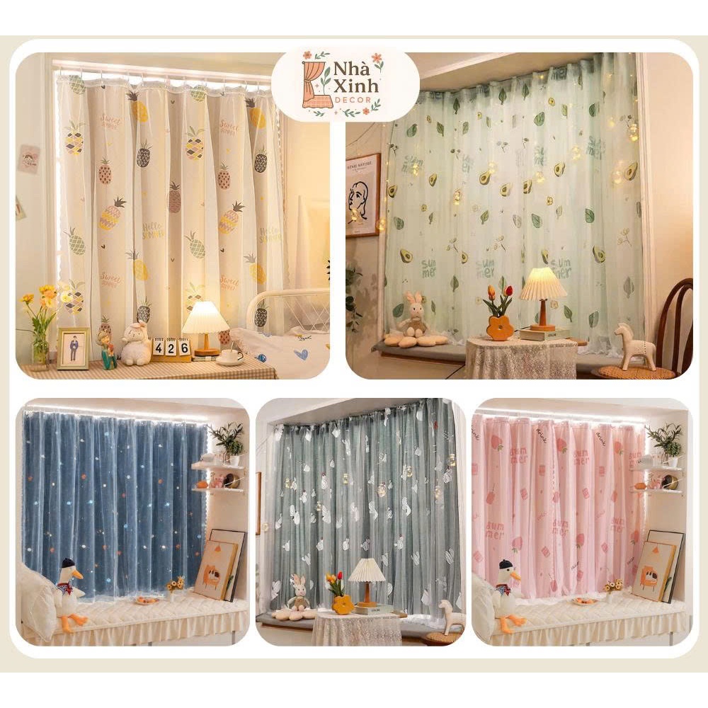 Rèm cửa 2in1 vừa dán tường vừa treo tường tặng kèm phụ kiện dán và treo khi mua rèm