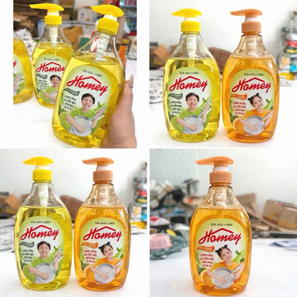 Sữa Rửa Chén, Nước Rửa Chén Homey Hương Chanh & Húng Tây 470ml / 480g Sạch Dầu Mỡ, Mềm Mại Với Da Ta
