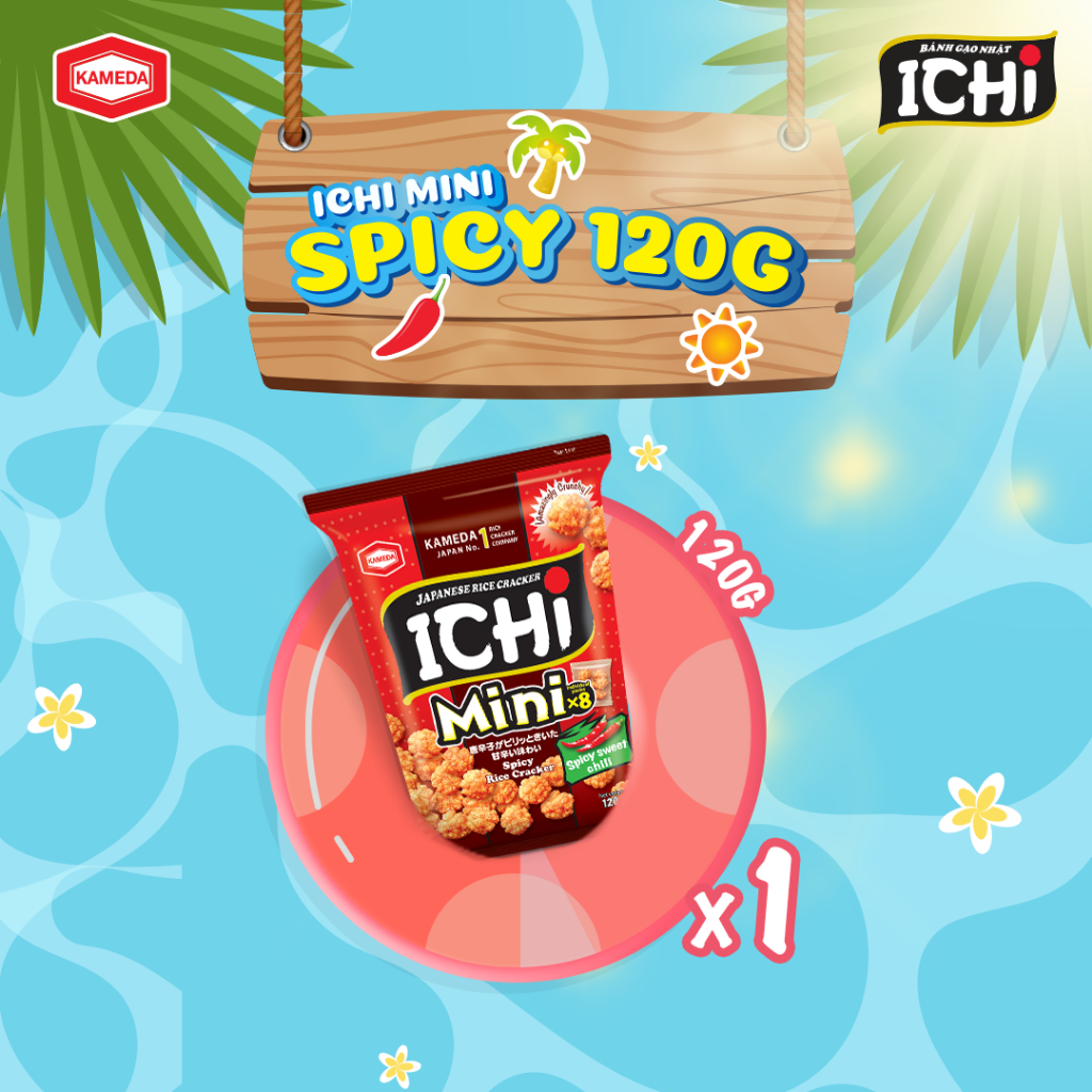 [MỚI] ICHi MINI vị CAY gói 120g, bánh gạo chiên viên nhỏ ăn vặt giòn tan, vừa miệng