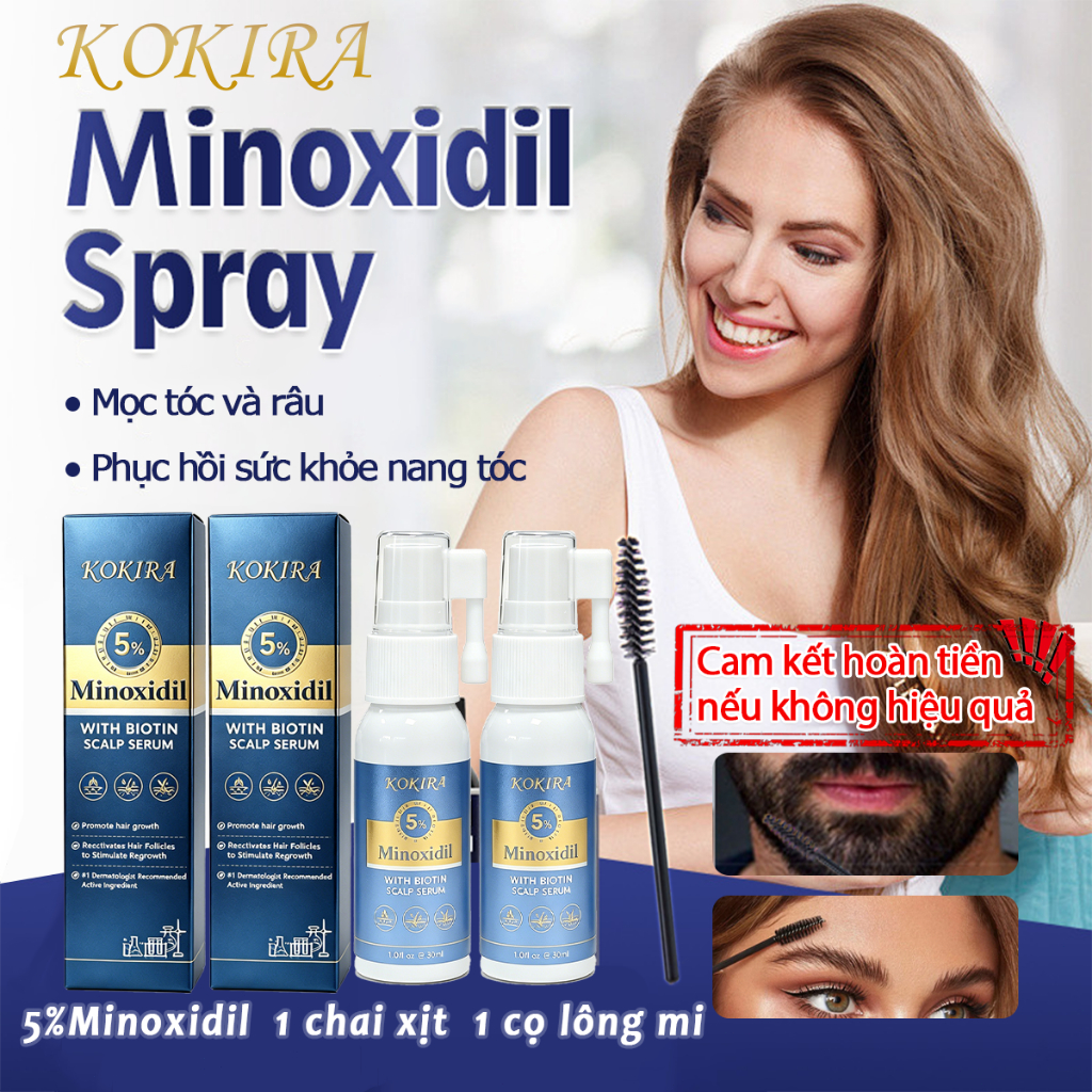 KOKIRA minoxidil 5% xịt mọc tóc kích mọc tóc 30ML 5% Ngăn Rụng, Hói Và Mọc Tóc