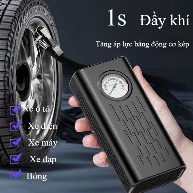 Máy bơm lốp ôtô cầm tay sạc USB ngắt tự động,thiết kế nhỏ gọn công suất lớn
