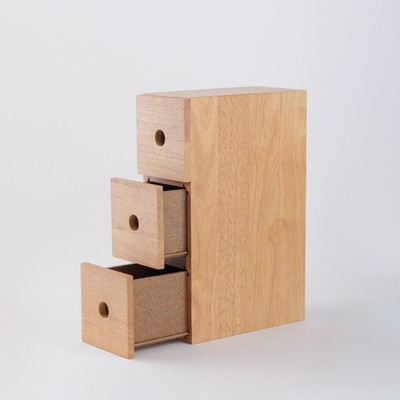 [A] MUJI Hộp Gỗ 3 Ngăn Kéo W9*D17.6*H27cm
