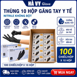 Thùng 10 Hộp Găng Tay Y Tế Đen, Trắng, Xanh Không Bột, Bao Tay Y Tế Không Bột Dùng Trong Spa Phun Xăm Thẩm Mỹ