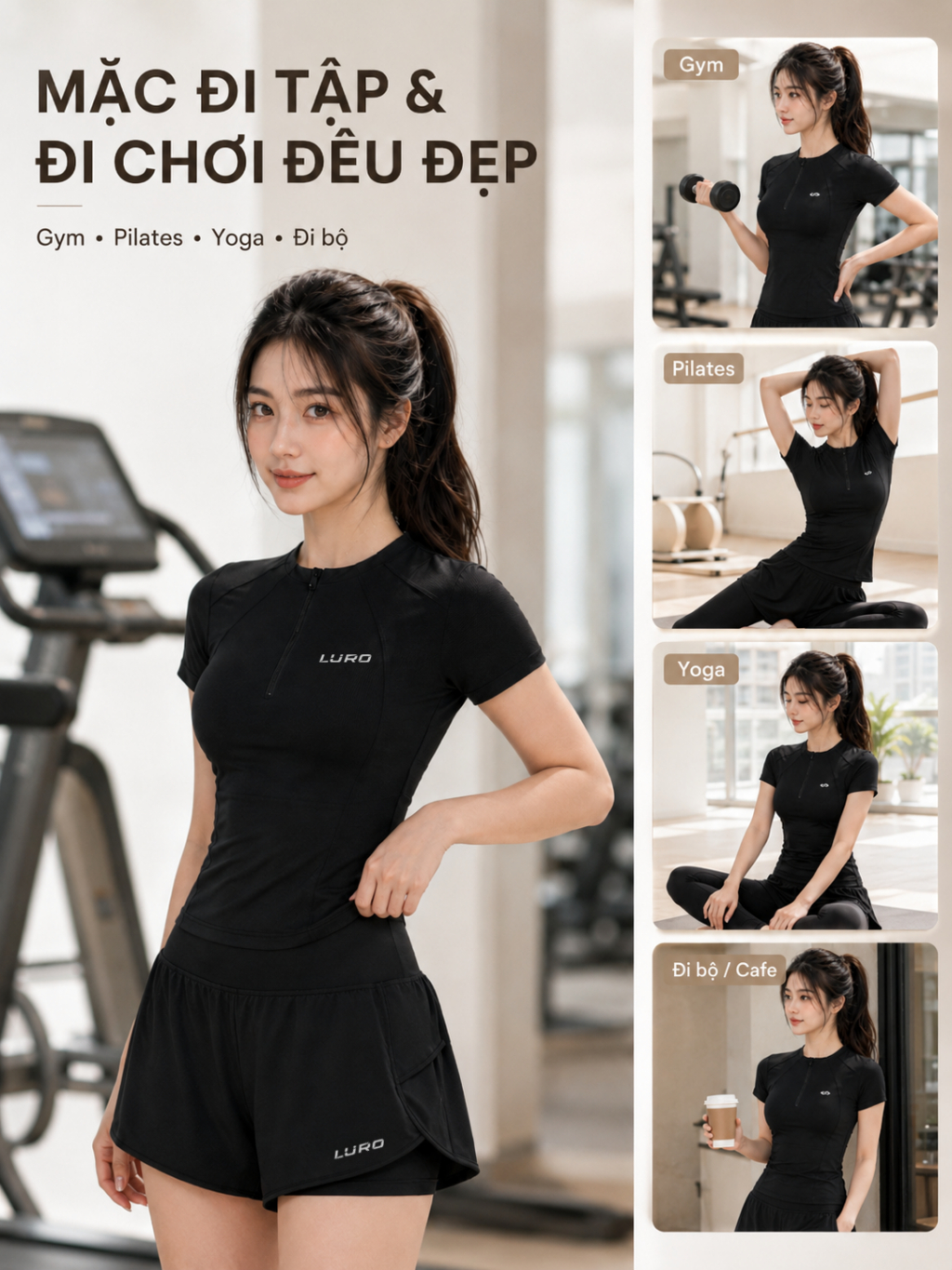 S96N — Set tập gym nữ áo lưới, quần 2 lớp 5