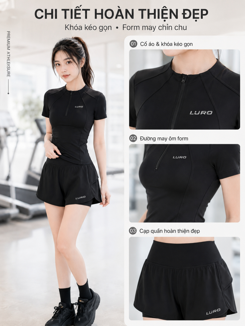 S96N — Set tập gym nữ áo lưới, quần 2 lớp 4