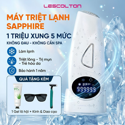 Máy triệt lông lạnh mini vĩnh viễn Lescolton Sapphire công nghệ mới nhất cảm giác dịu nhẹ, màn hình cảm ứng
