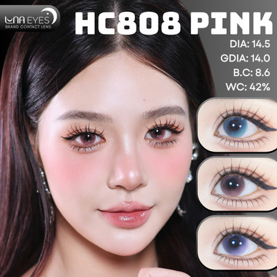 [6 tháng] Lens mắt HC808 Pink màu hồng filter đối xứng hình giọt nước, size lớn - brand LUNA EYES