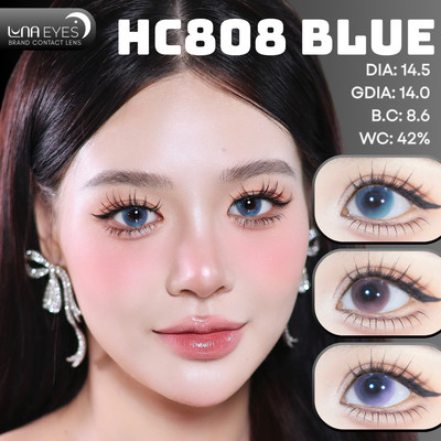 [6 tháng] Lens mắt HC808 Blue màu xanh filter đối xứng không viền, size lớn - thương hiệu LUNA EYES