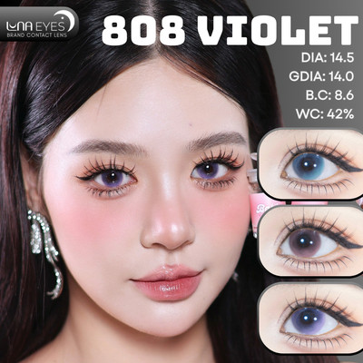 [6 tháng] Lens mắt HC808 Violet màu tím filter giọt nước đối xứng, size lớn - brand LUNA EYES