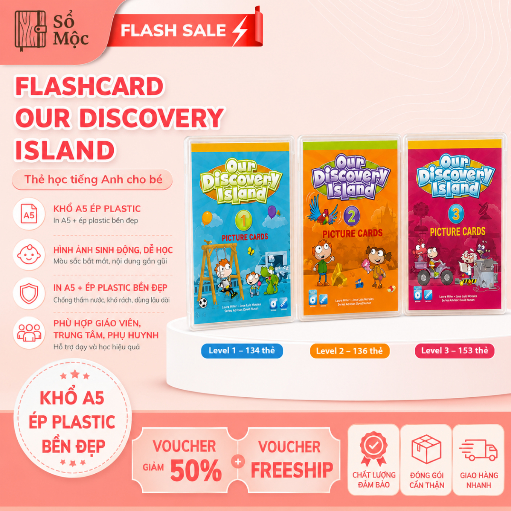 Flashcard Our Discovery Island 1 2 3 A5 Ép Plastic Thẻ Học Từ Vựng Tiếng Anh Giáo Cụ