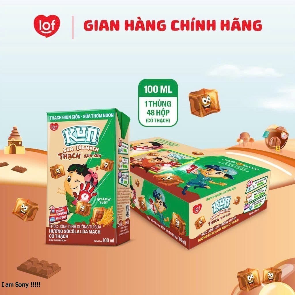 Kun Sữa Thạch Kun Kun đủ vị thùng 48 hộp x 100ml