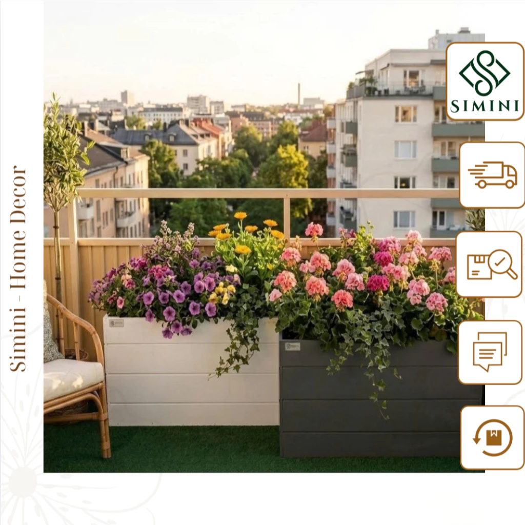 [70x30x30] Chậu Gỗ Nhựa Composite Ngoài Trời, Chậu Trồng Cây Hình Chữ Nhật Chống Thấm, Không Cong Vê