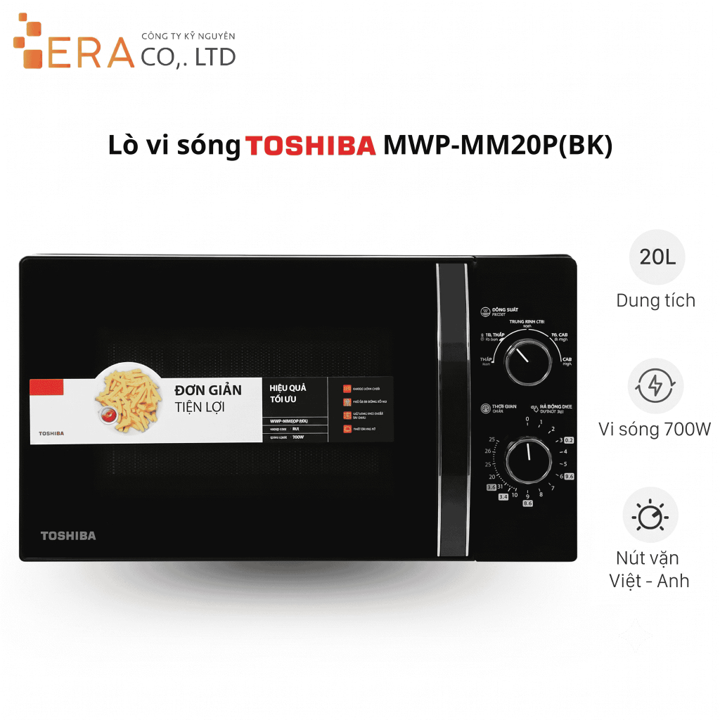 Lò vi sóng Toshiba 20 lít MWP-MM20P(WH) / MW2-­MM20P(BK) - Hàng chính hãng Bảo hành 12 tháng