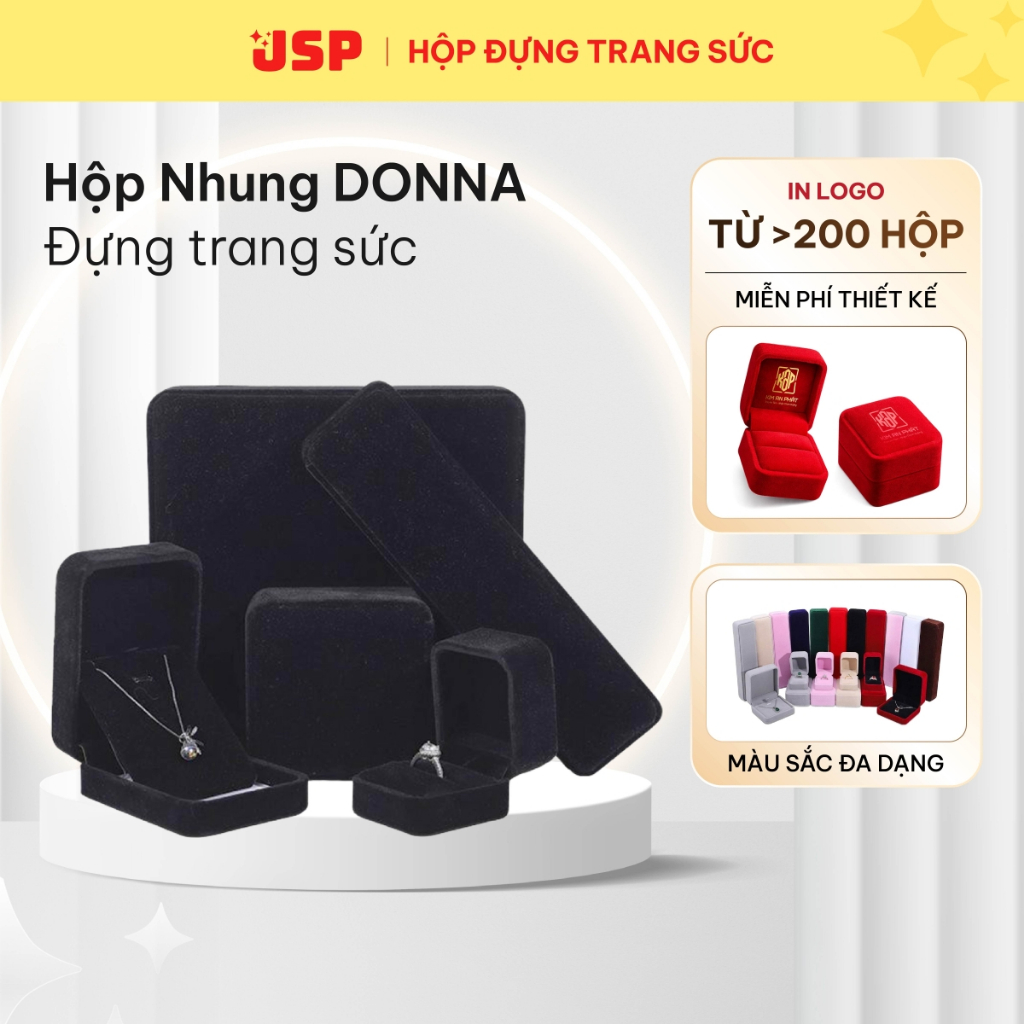 Hộp nhung đựng nhẫn JSP cao cấp nhận in Logo hộp dây chuyền vòng tay bông tai hộp nhẫn cầu hôn