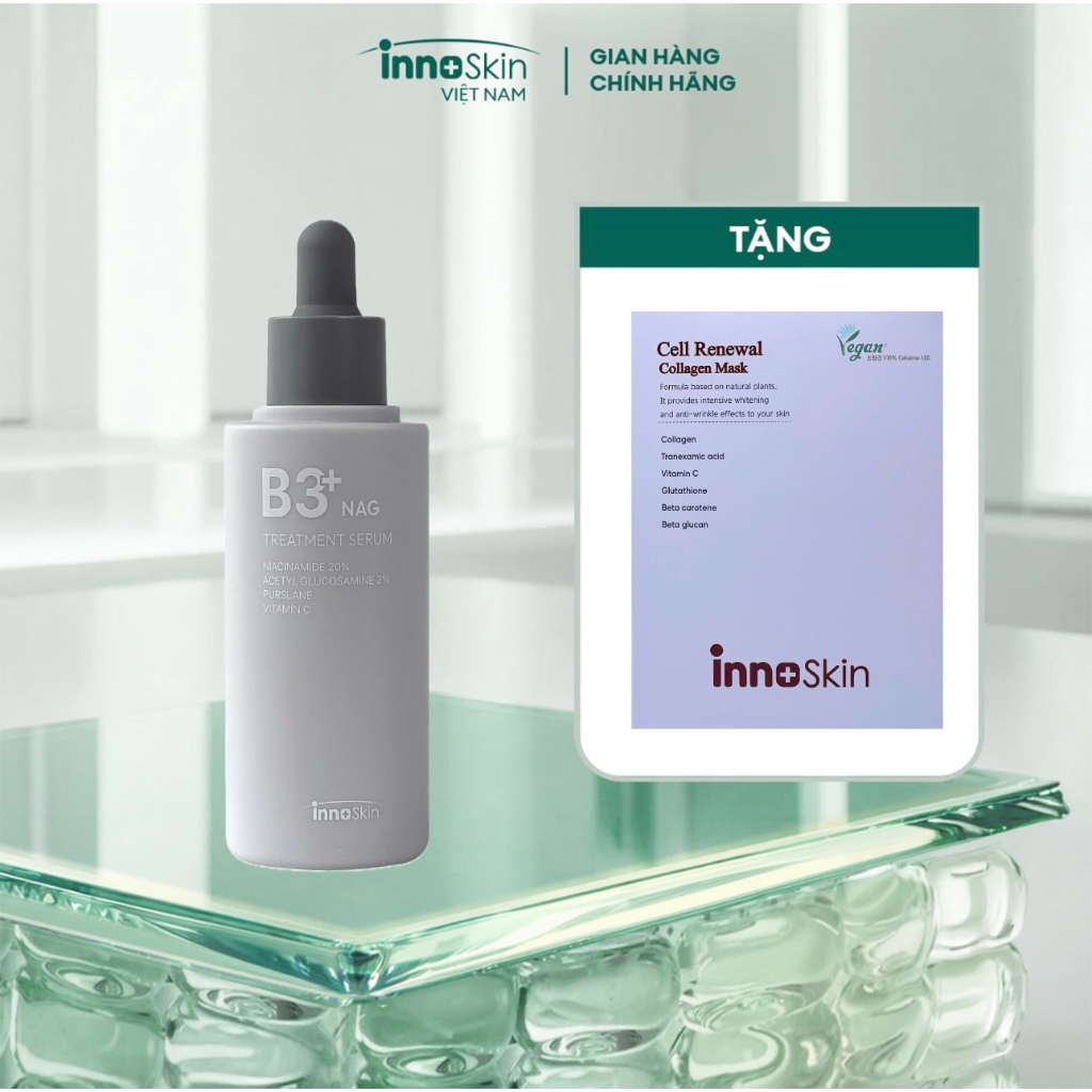 Serum B3 NIA 20% NAG Treatment Inoskin Hàn Quốc 50ml Tặng 1 Hộp Mặt Nạ Innoskin 5 Miếng
