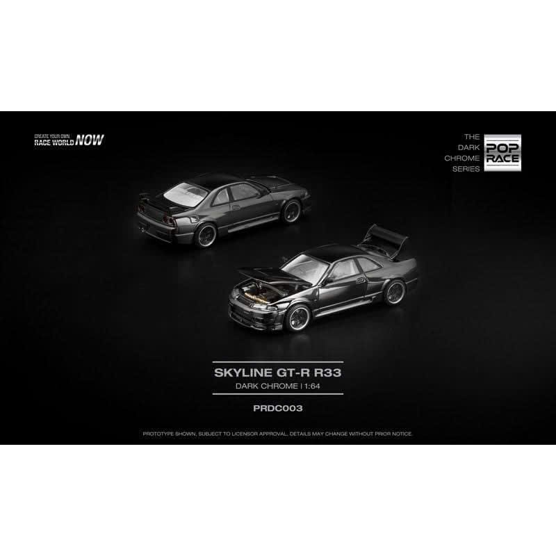 Xe mô hình Poprace Dark Chrome GTR R33 400R màu đen (PRDC003-BOX)