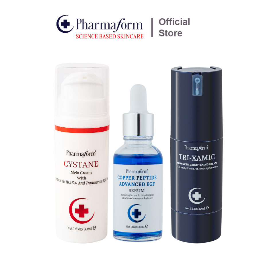 [COMBO]Hỗ trợ giảm thâm nám, thâm mụn Cystane Mela Cream + Copper Peptide Advance +Tri-xamic Advance