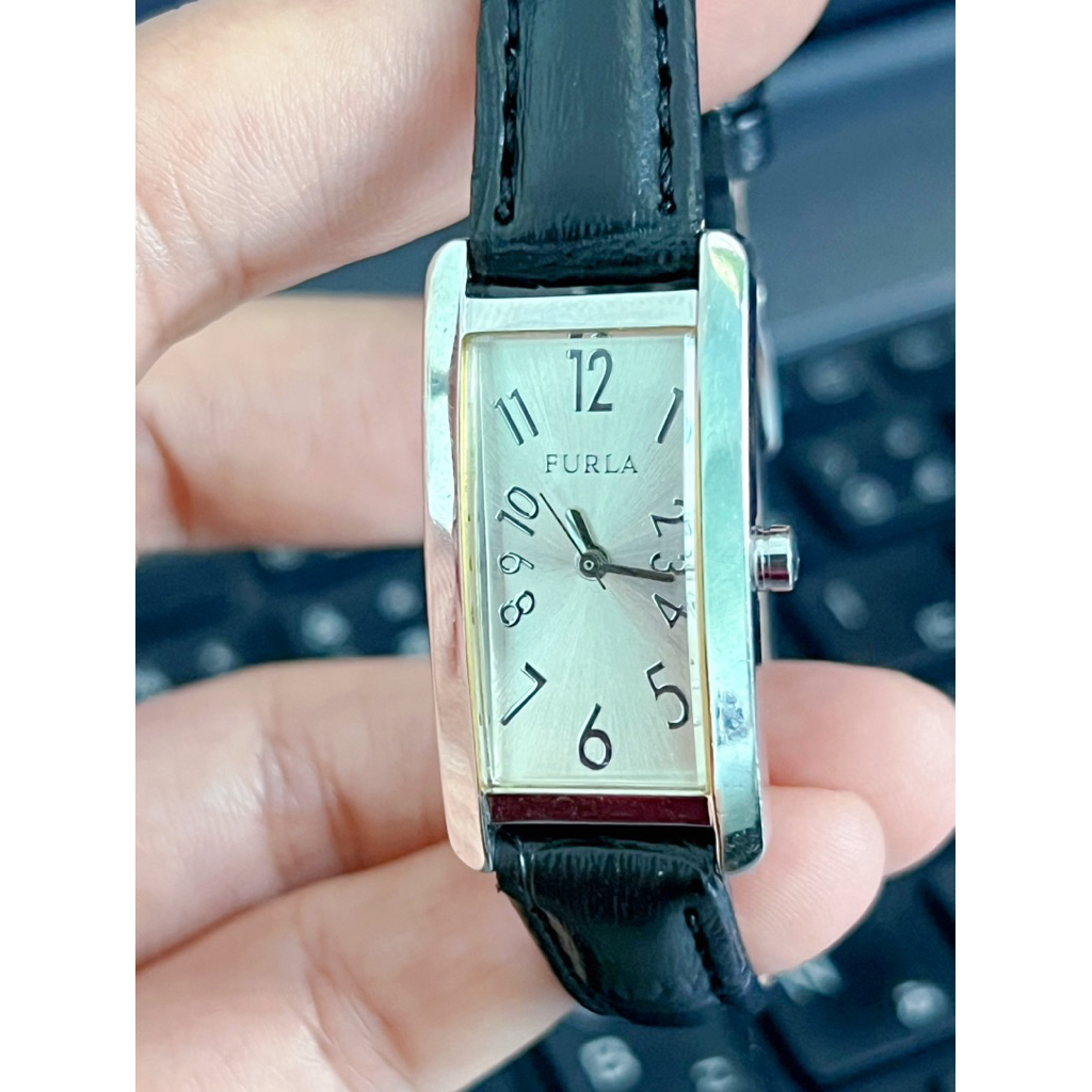 Đồng hồ nữ hiệu dây da máy pin 2hand - Furla tank - size mặt 17x28mm, size tay tuỳ chỉnh