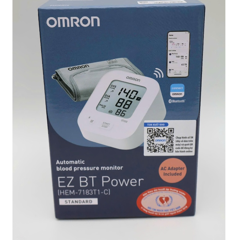 Máy đo huyết áp Omron HEM-7183T1-EZ BT Power (thay thế 7143T1)