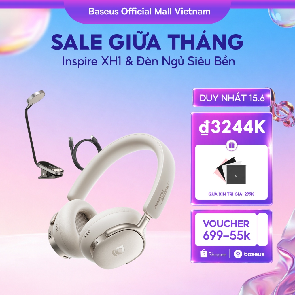 Tai Nghe Baseus Inspire XH1 Sound by Bose, Pin 100H, Chống ồn ANC, Dolby Audio