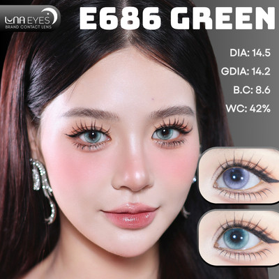 [6 tháng] Lens mắt E686 Green màu xanh vân tia light sáng nổi bật, size lớn - brand LUNA EYES