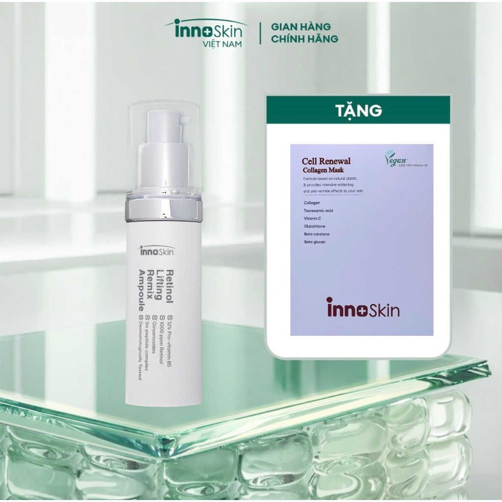 Tinh Chất Retinol Innoskin Lifting Remix Ampoule 30ml ( Mẫu Mới) Tặng Một Hộp Mặt nạ Innoskin 5 Miến
