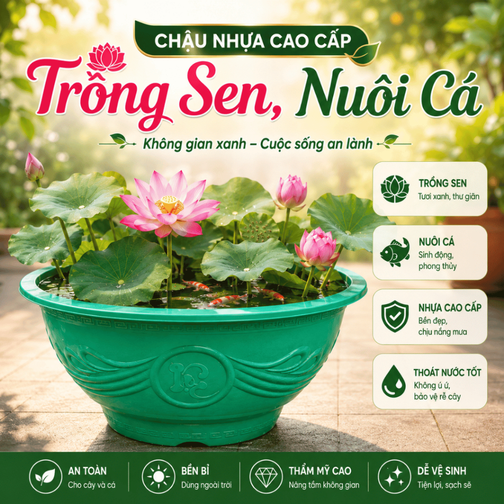COMBO 3 CHẬU NHỰA T48 TRỒNG SEN
