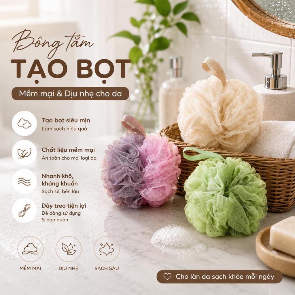 Bông tắm tròn tạo bọt loại lớn
