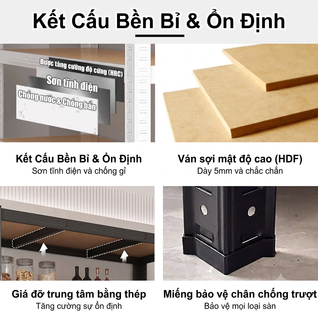 ALOVE Kệ Sắt V Lỗ Đa Năng Kệ Gỗ Nhiều Tầng Chịu Tải Nặng Dễ Lắp Đặt Không Cần Ốc Vít | BigBuy360 - bigbuy360.vn