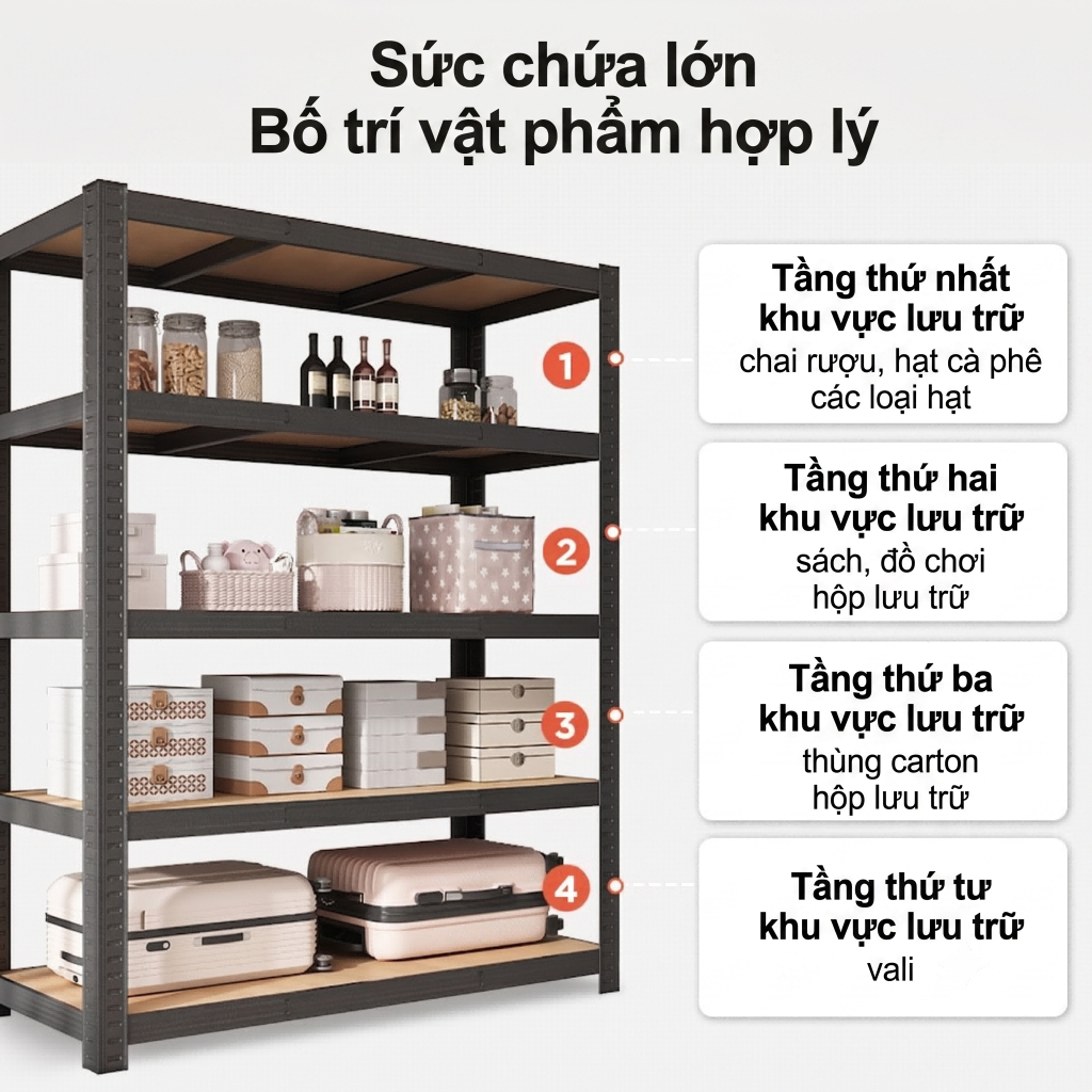 ALOVE Kệ Sắt V Lỗ Đa Năng Kệ Gỗ Nhiều Tầng Chịu Tải Nặng Dễ Lắp Đặt Không Cần Ốc Vít | BigBuy360 - bigbuy360.vn