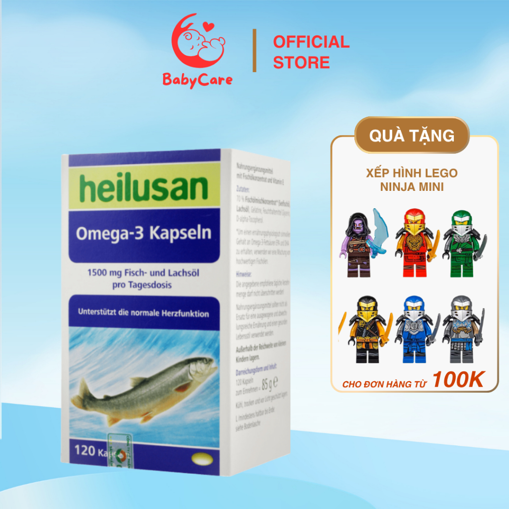Viên uống Omega 369 Heilusan GS hỗ trợ giảm mỡ máu, tốt cho tim mạch, não bộ, mắt nhập khẩu Đức 60v
