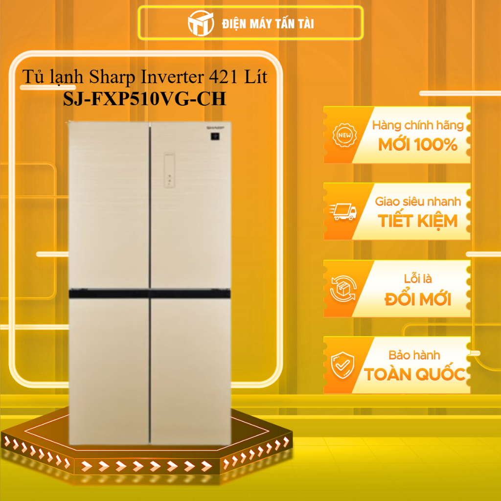 (HCM) - SJ-FXP510VG-CH / SJ-FXP510V-MG / SJ-FXP510VG-BK Tủ lạnh Sharp Inverter 421 Lít SJ-FXP510V