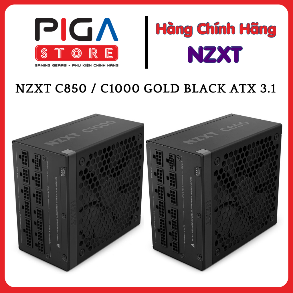 Nguồn Máy Tính NZXT C850 / C1000 Gold Black ATX 3.1 - Full Modular Chính Hãng