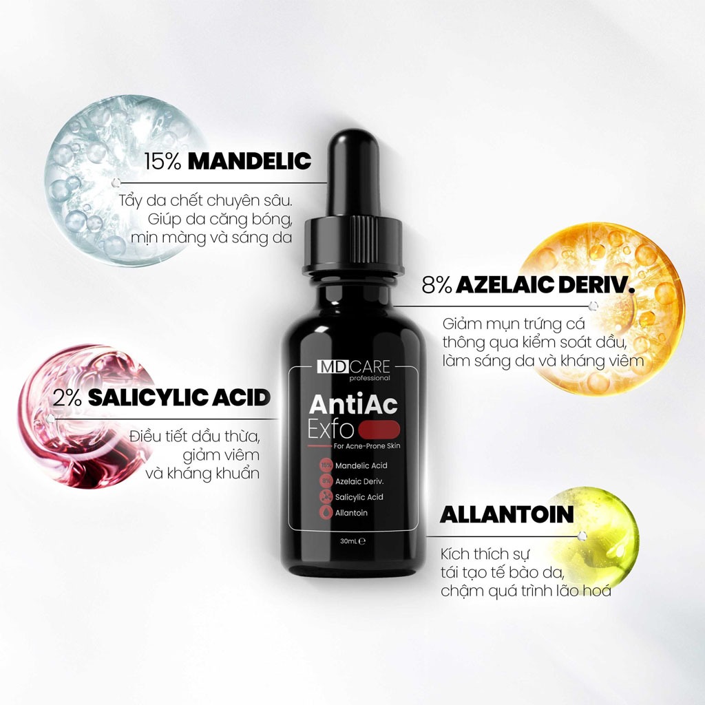 Tẩy tế bào da chết Md Care Mande Exfo-Glow Exfo-Antiac Exfo Căng bóng Trắng sáng 30ml - 3000 Love | BigBuy360 - bigbuy360.vn