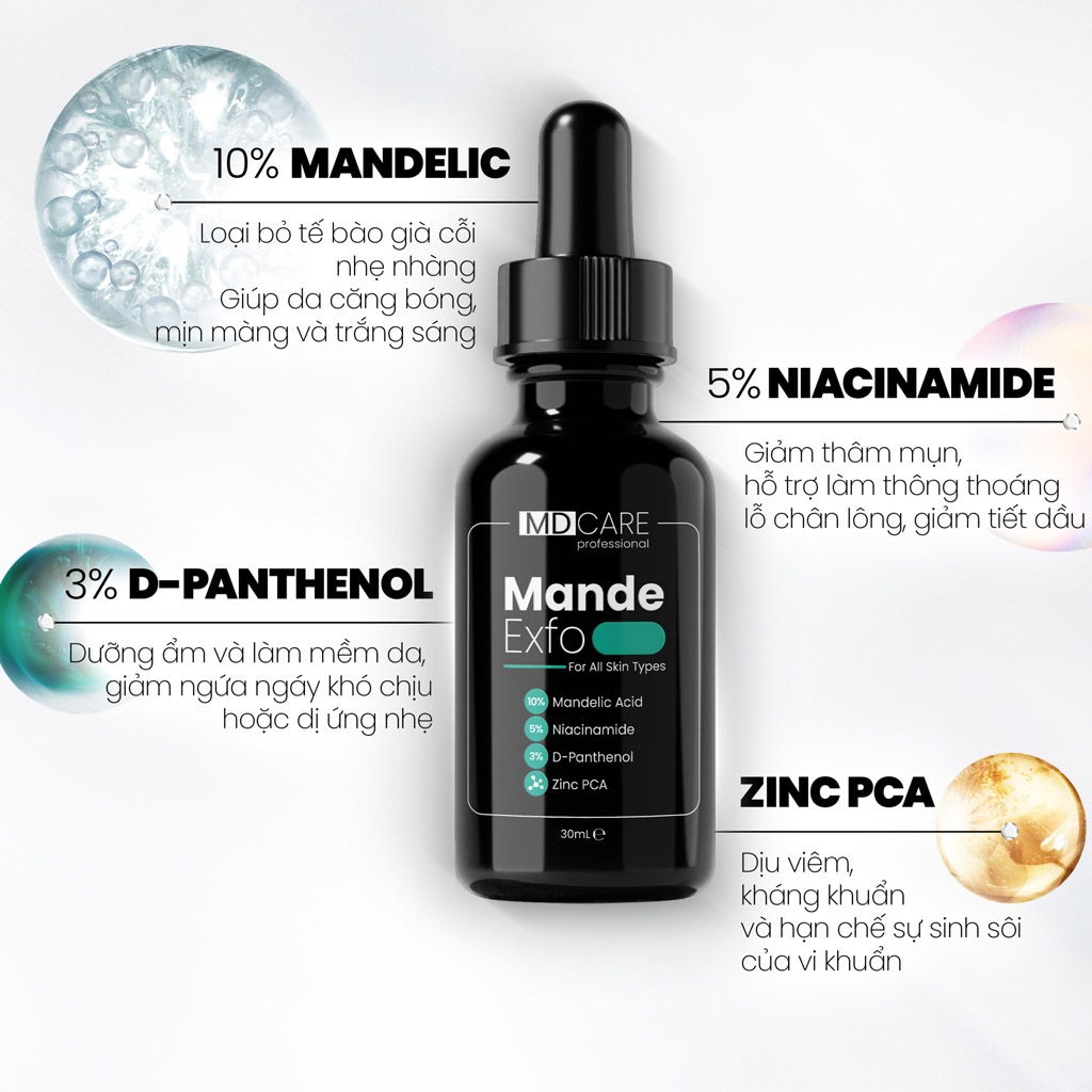 Tẩy tế bào da chết Md Care Mande Exfo-Glow Exfo-Antiac Exfo Căng bóng Trắng sáng 30ml - 3000 Love | BigBuy360 - bigbuy360.vn