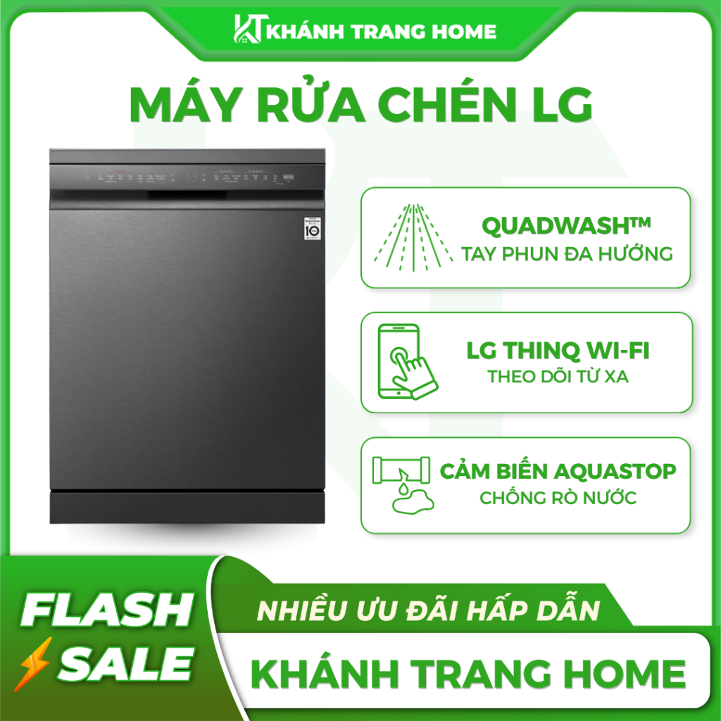 Máy rửa chén độc lập LG LDT14BGA3/ LDT14BLA4/LDT14BLA5/ LDT14SVA4 dung tích 14 bộ - Khánh Trang Home
