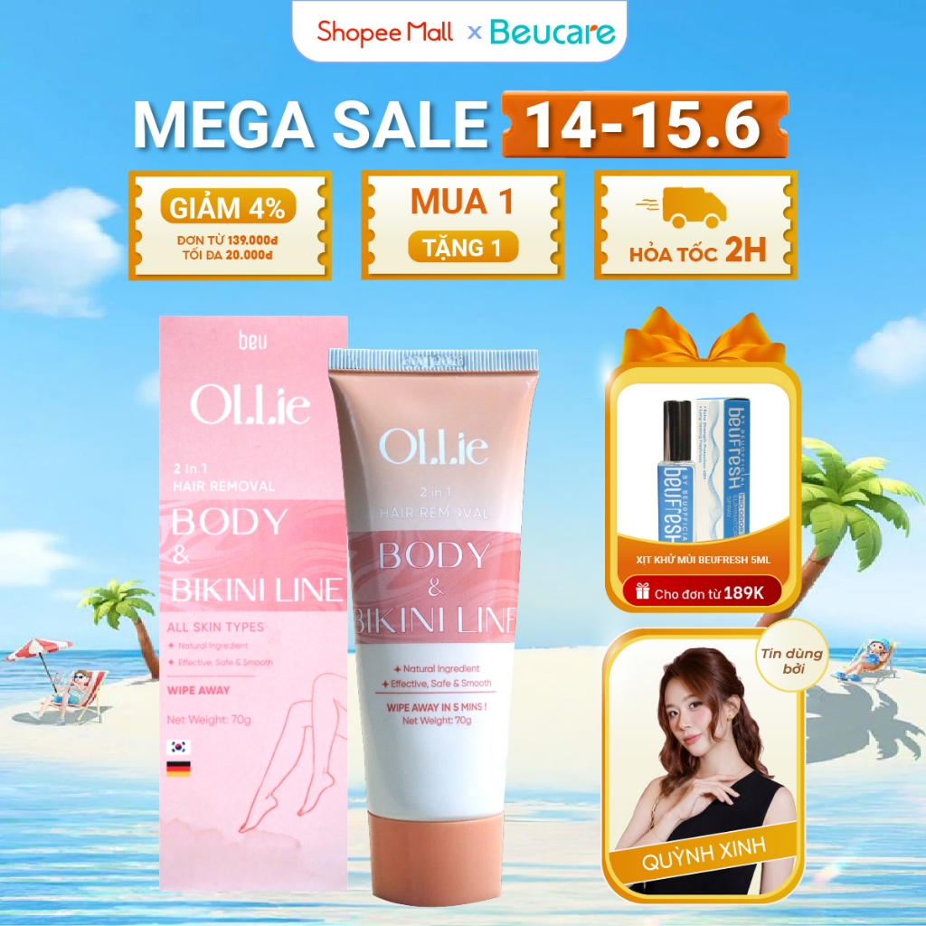 Kem tẩy lông Ollie tẩy vùng kín, nách, tay, chân , an toàn không đau rát, phù hợp mọi loại da