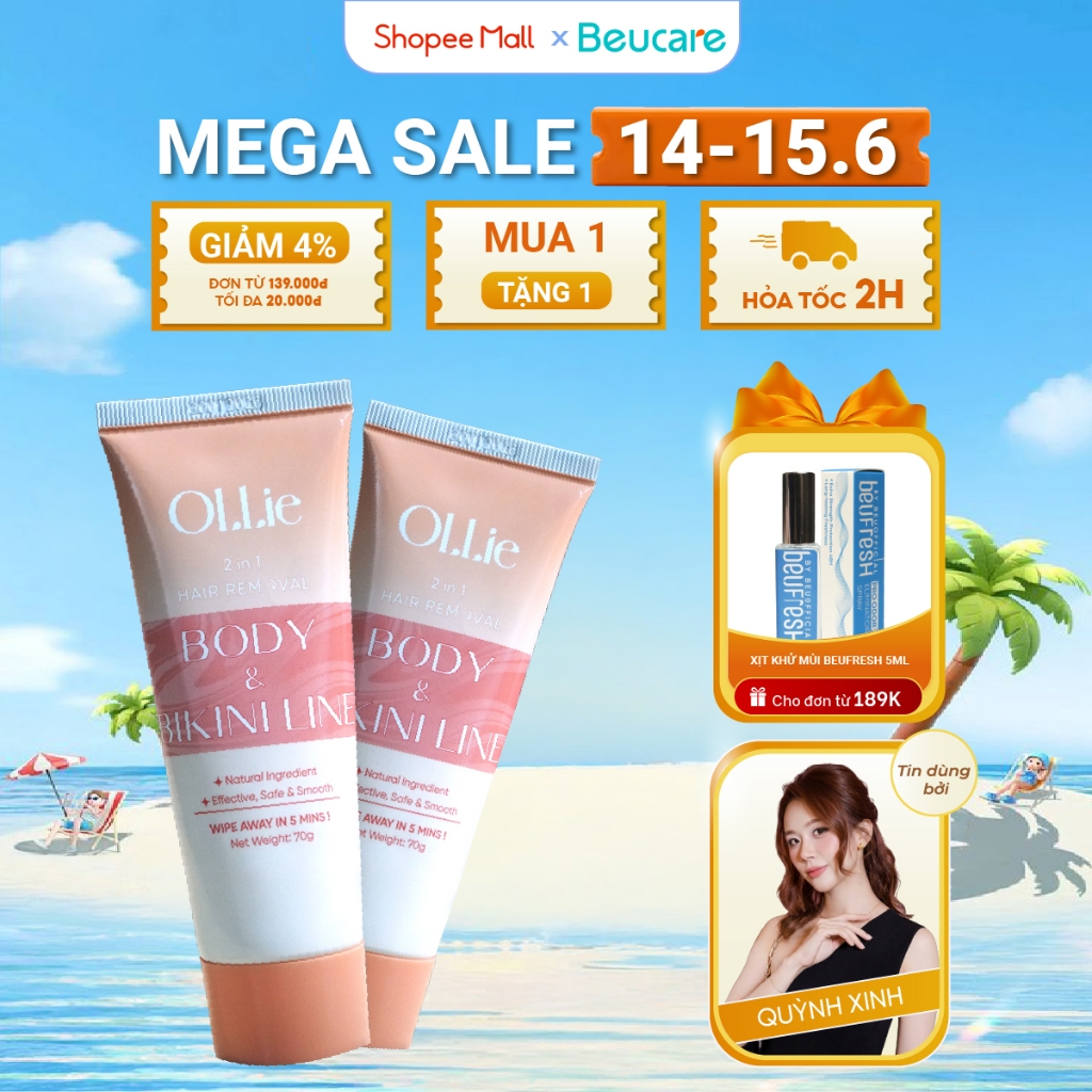 Combo Kem tẩy lông OLLIE , tẩy lông vùng kín, nách, tay, chân 70g
