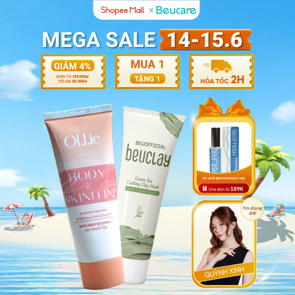 Combo Kem tẩy lông OLLIE + Mặt nạ đất sét Beuclay