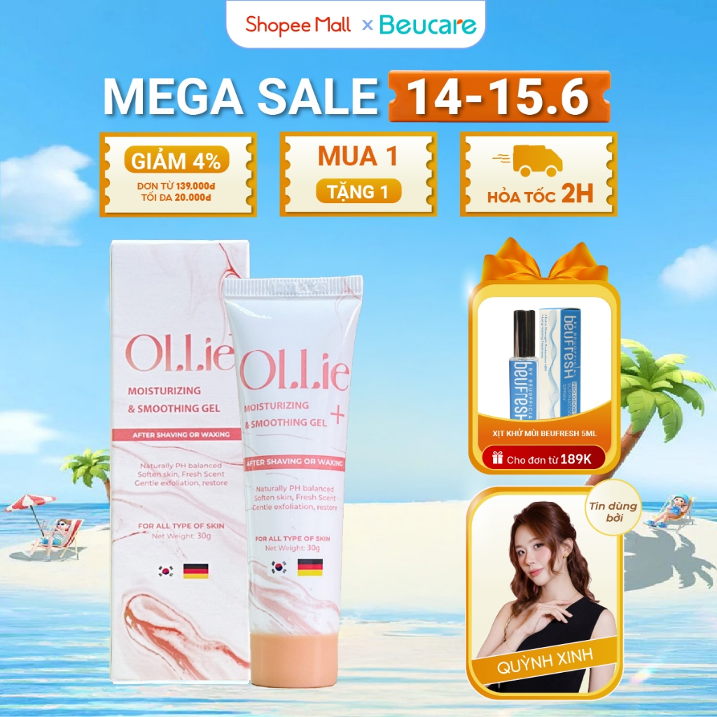 Kem dưỡng da Ollie sau tẩy lông làm dịu da, mềm mịn và làm chậm quá trình mọc lông chiết xuất thiên 