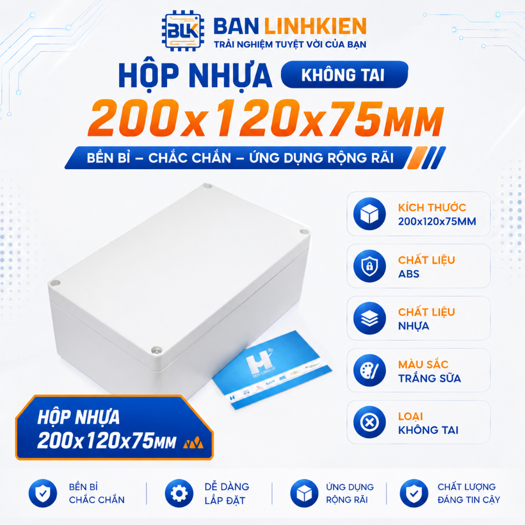 Hộp Nhựa 200x120x75MM Không Tai